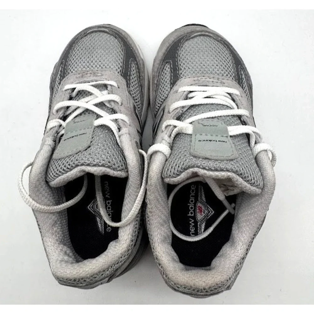 New Balance 990v5 Kids Sneakers Gray Suede Mesh Running Shoes US 8 EU 25